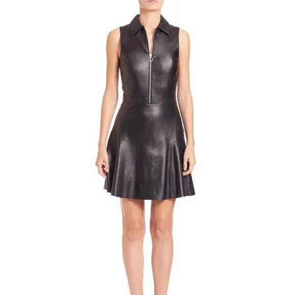 MICHAEL Michael Kors | Dresses | Michael Kors Black Leather Zipfront Dress  | Poshmark